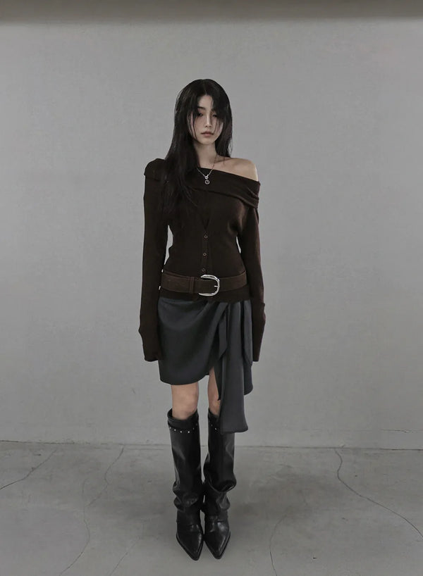 GER MINI FREE UNBALANCED BUNDLED WRAP SKIRT