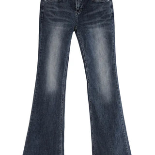 WHITE RIVET STITCH LOW BOOTCUT DENIM JEANS White rivet stitch low slim bootcut denim pants