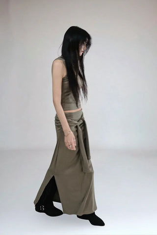 Tassel Fringe Belt Cowhide Suede Folding Long Boots