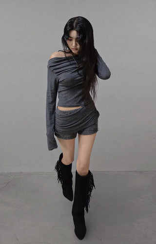 ANGORA SOFT WRAP KNIT SHORTS