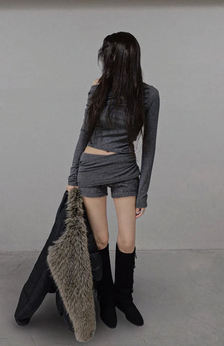 ANGORA SOFT WRAP KNIT SHORTS