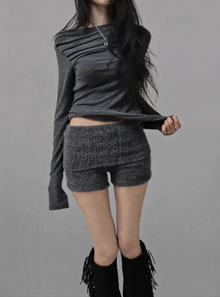 CREE CUT-OUT DRESS SLIM FIT LONG-SLEEVED TOP