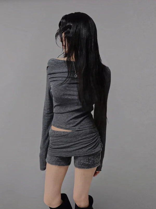 CREE CUT-OUT DRESS SLIM FIT LONG-SLEEVED TOP