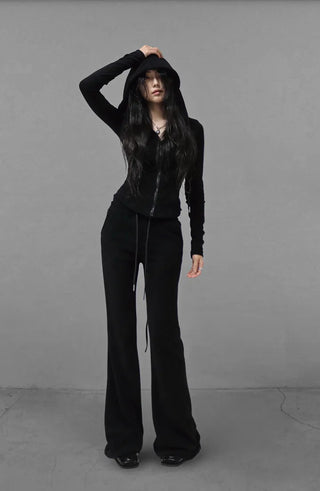 TOWEL BACK CORSET VELVET SLIM SWEATSUIT SET