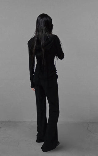 TOWEL BACK CORSET VELVET SLIM SWEATSUIT SET