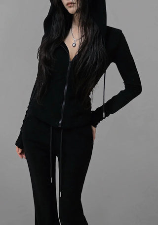 TOWEL BACK CORSET VELVET SLIM SWEATSUIT SET