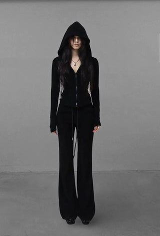 TOWEL BACK CORSET VELVET SLIM SWEATSUIT SET