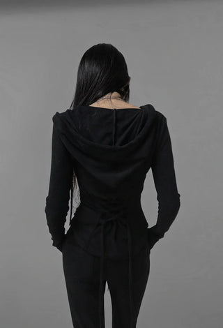 TOWEL BACK CORSET VELVET SLIM SWEATSUIT SET
