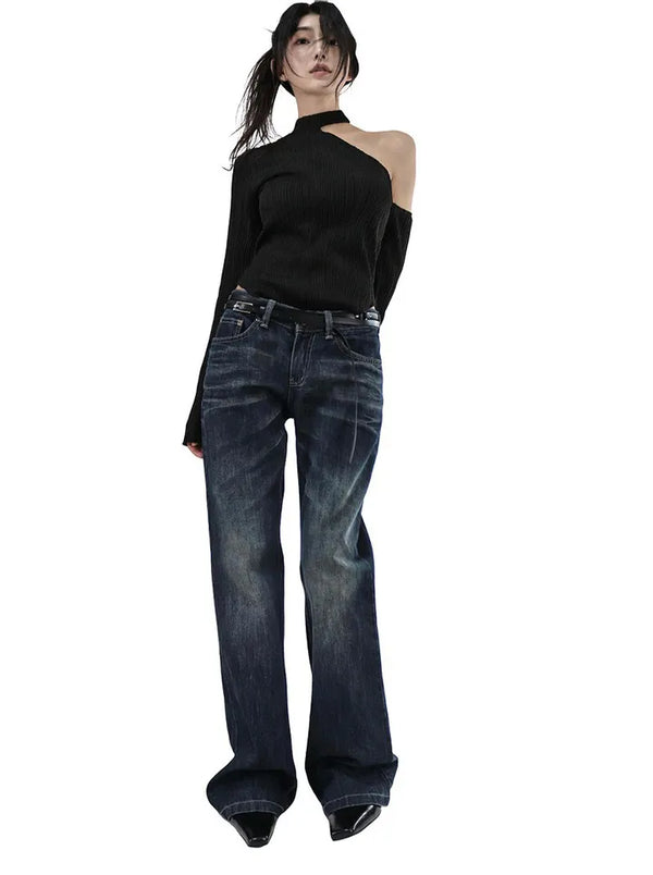 SHADOW LOW VINTAGE WASHING SLIM BOOTCUT DENIM