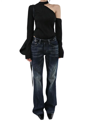 SHADOW LOW VINTAGE WASHING SLIM BOOTCUT DENIM