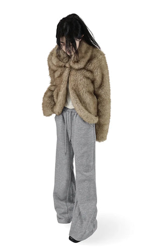 Warm Lace Halter Sweat Woven Button Knit Top