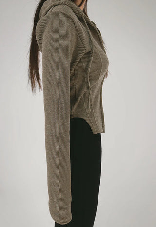 Jessie Line Cut Slit Two-Way Golji Hooded Zip-Up