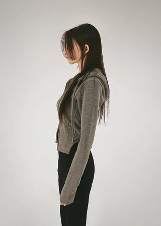 Jessie Line Cut Slit Two-Way Golji Hooded Zip-Up