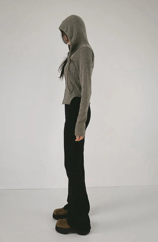 Jessie Line Cut Slit Two-Way Golji Hooded Zip-Up