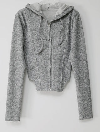 Jessie Line Cut Slit Two-Way Golji Hooded Zip-Up