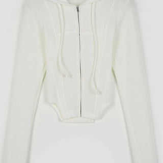 Jessie Line Cut Slit Two-Way Golji Hooded Zip-Up