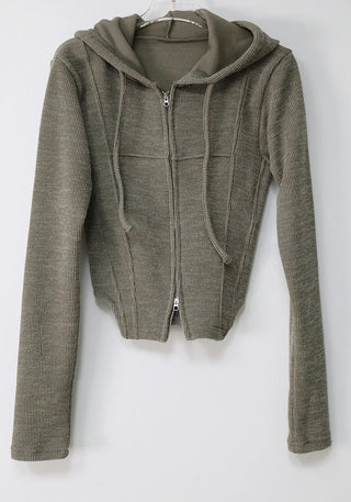 Jessie Line Cut Slit Two-Way Golji Hooded Zip-Up