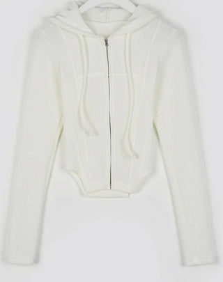 Jessie Line Cut Slit Two-Way Golji Hooded Zip-Up