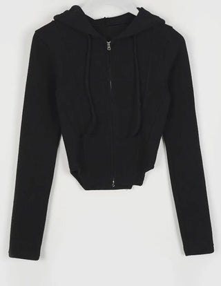 Jessie Line Cut Slit Two-Way Golji Hooded Zip-Up