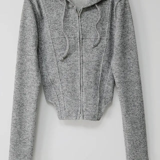 Jessie Line Cut Slit Two-Way Golji Hooded Zip-Up