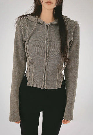 Jessie Line Cut Slit Two-Way Golji Hooded Zip-Up