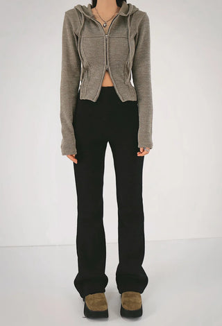 Jessie Line Cut Slit Two-Way Golji Hooded Zip-Up