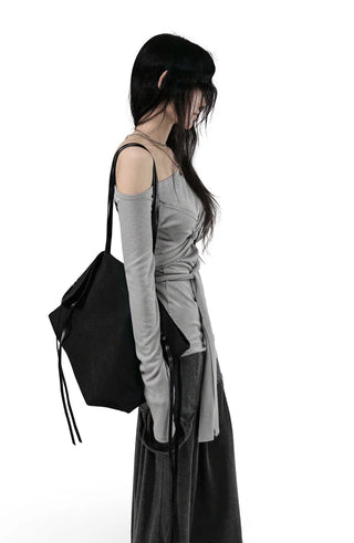 RANI BUNDLED WRAP STRAP HALF LONG SLEEVE TEE