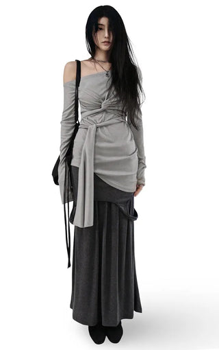 RANI BUNDLED WRAP STRAP HALF LONG SLEEVE TEE