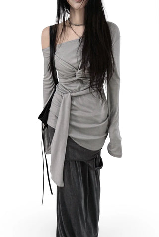 RANI BUNDLED WRAP STRAP HALF LONG SLEEVE TEE