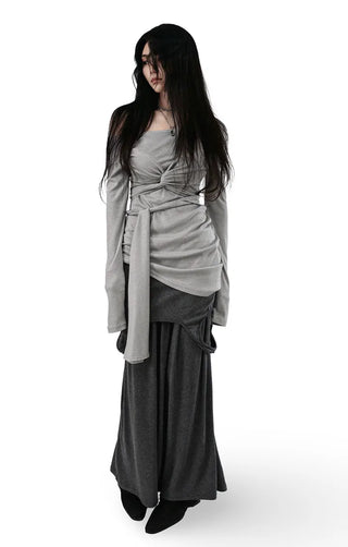 RANI BUNDLED WRAP STRAP HALF LONG SLEEVE TEE