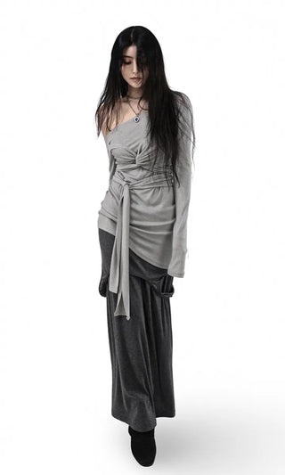 RANI BUNDLED WRAP STRAP HALF LONG SLEEVE TEE