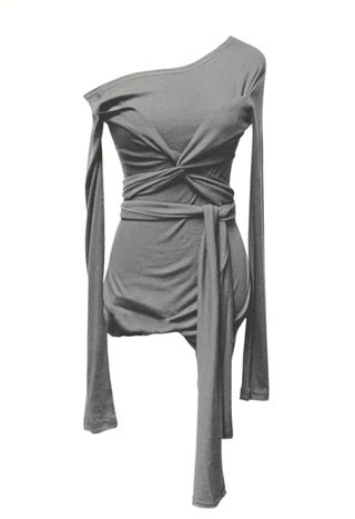 RANI BUNDLED WRAP STRAP HALF LONG SLEEVE TEE