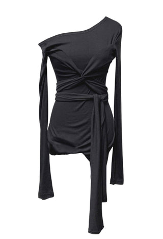 RANI BUNDLED WRAP STRAP HALF LONG SLEEVE TEE