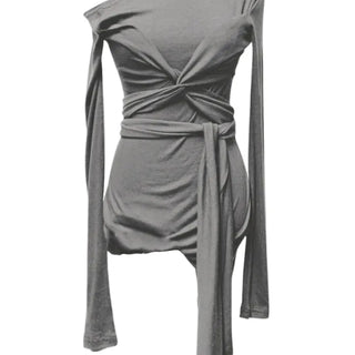 RANI BUNDLED WRAP STRAP HALF LONG SLEEVE TEE