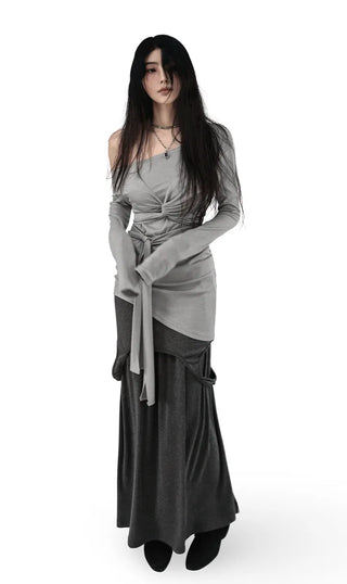 RANI BUNDLED WRAP STRAP HALF LONG SLEEVE TEE