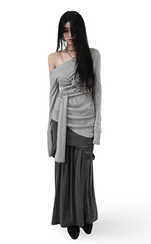 RANI BUNDLED WRAP STRAP HALF LONG SLEEVE TEE