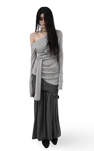 RANI BUNDLED WRAP STRAP HALF LONG SLEEVE TEE