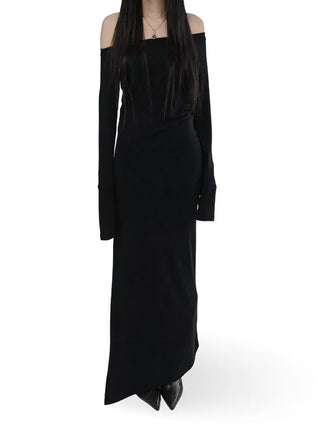 U-TURN UNBALANCED MAXI DRAPED LONG DRESS