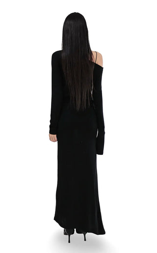 U-TURN UNBALANCED MAXI DRAPED LONG DRESS