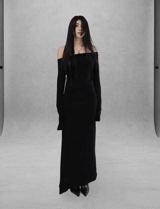 U-TURN UNBALANCED MAXI DRAPED LONG DRESS