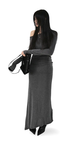 U-TURN UNBALANCED MAXI DRAPED LONG DRESS