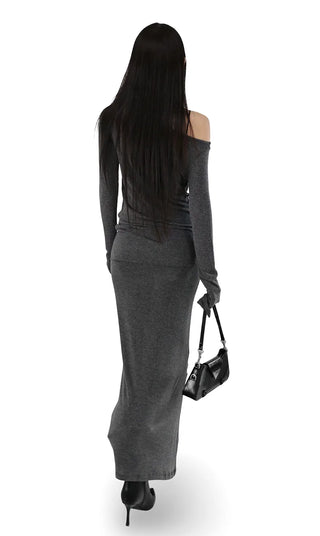 U-TURN UNBALANCED MAXI DRAPED LONG DRESS