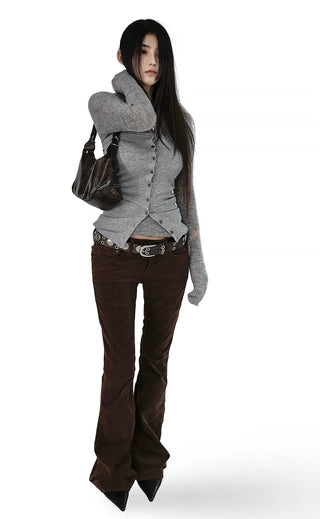 HO SQUARE LAYERED BUTTON TUBE TOP