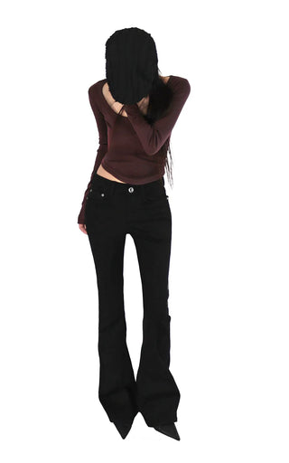 OO MID-RISE REAL SLIM BOOTCUT BLACK LONG PANTS