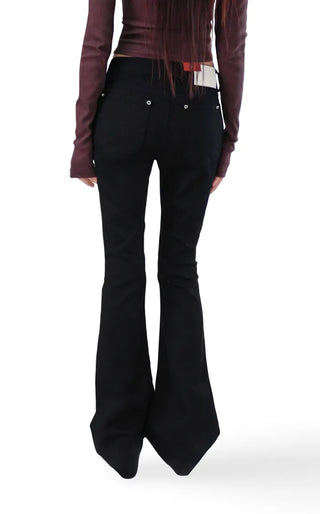 OO MID-RISE REAL SLIM BOOTCUT BLACK LONG PANTS