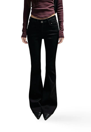 OO MID-RISE REAL SLIM BOOTCUT BLACK LONG PANTS