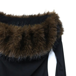 FURFUR OFF-SHOULDER SLIM BLACK WARMER TOP