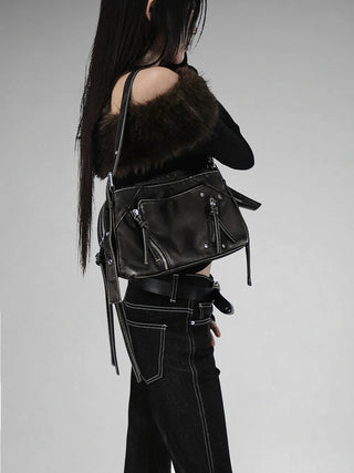 FURFUR OFF-SHOULDER SLIM BLACK WARMER TOP