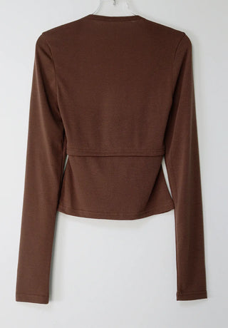 Roan Shirring Deep Square Neck Volume Bolero Blouse Tee