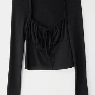 Roan Shirring Deep Square Neck Volume Bolero Blouse Tee